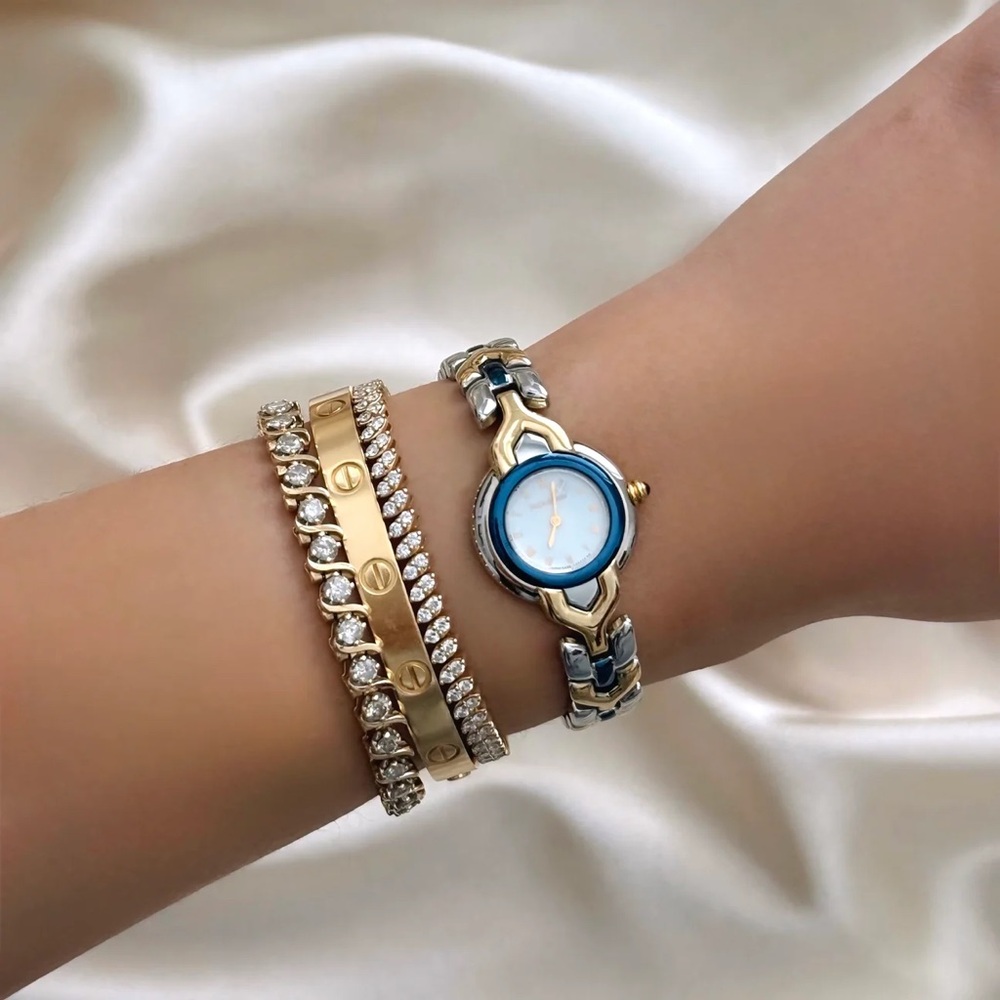 AUTHENTIC VINTAGE YVES SAINT LAURENT TWO-TONED DAINTY WATCH